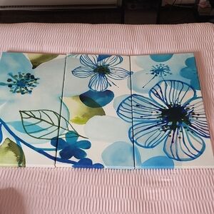 Floral Canvas Wall Art Set - Blue and Green